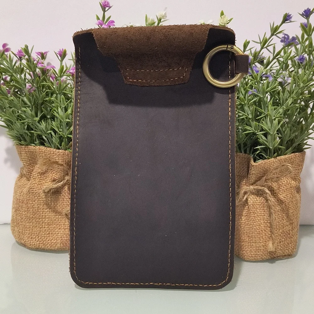 Fashion genuine leather cowhide men's West hanging bag phone pouch for hiking